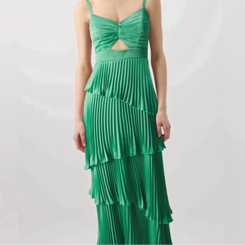 Abercrombie & Fitch Green Pleated Maxi Dress
